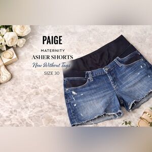 PAIGE Maternity Asher Shorts Size 30 NWT Look Distressed Designer Denim
